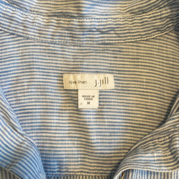 J Jill | Linen Pinstripe Tunic Cover Top - Picture 3 of 9